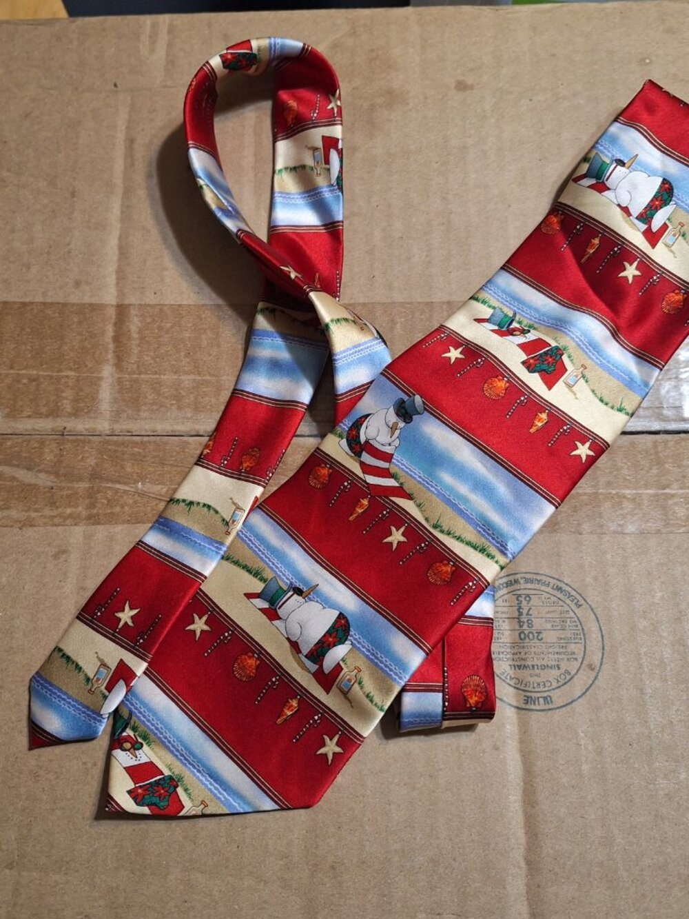 jolly ol nickties snowman on beach tie